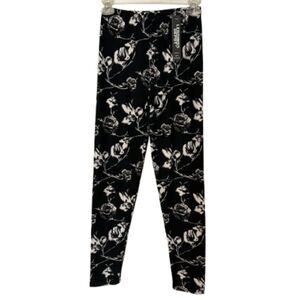 New Leggings Depot Black Floral Leggings One Size E31